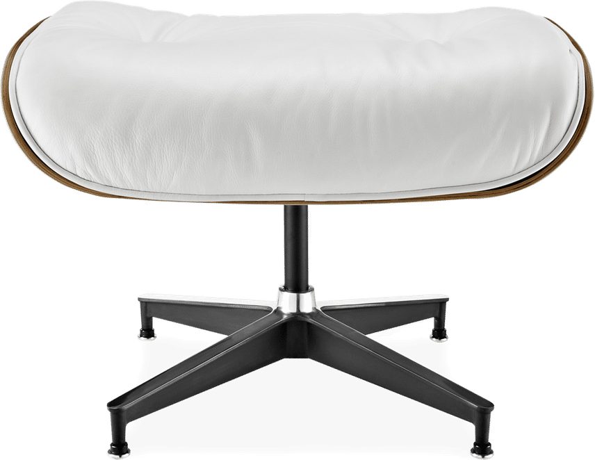 Eames Style Lounge Stool H Miller Version Premium Leather/White/Rosewood image.