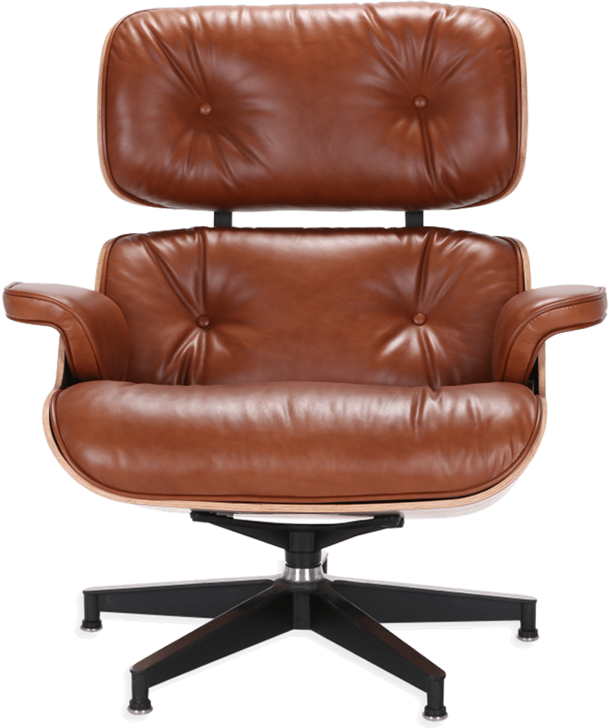 Eames Style Lounge Chair H Miller Version Premium Leather/Tan/Walnut image.