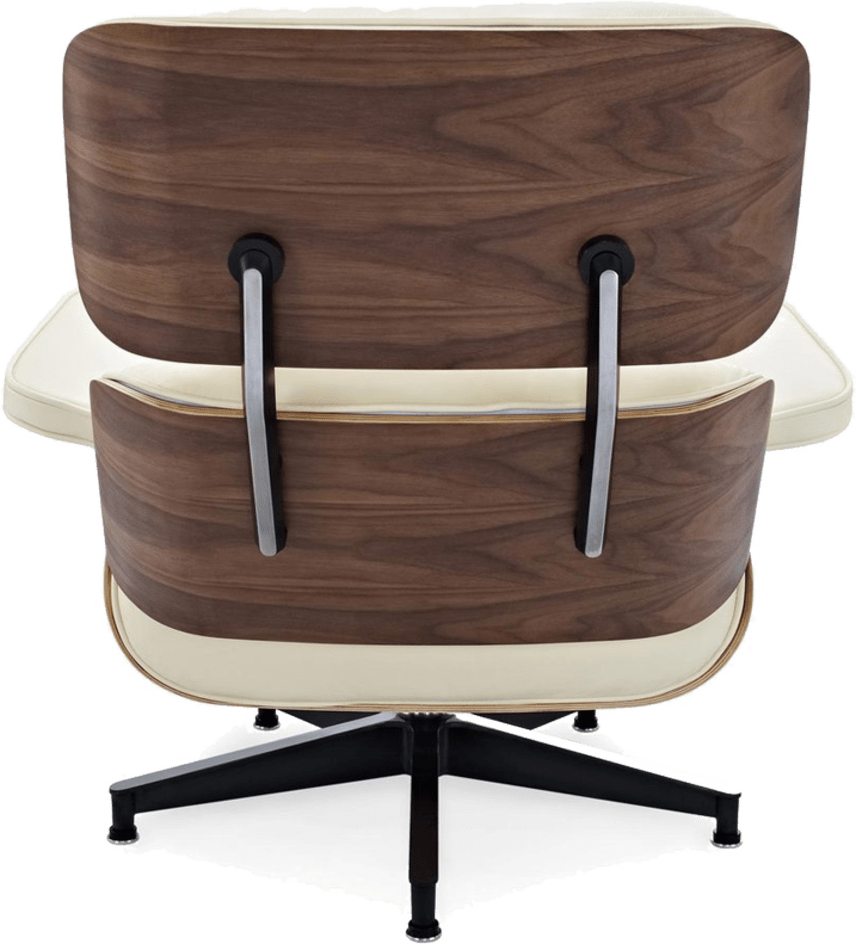 Eames Style Lounge Chair Versión H Miller Premium Leather/Cream /Walnut image.