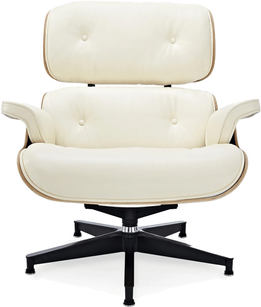 Eames Style Lounge Chair H Miller versjon Premium Leather/Cream /Walnut image.