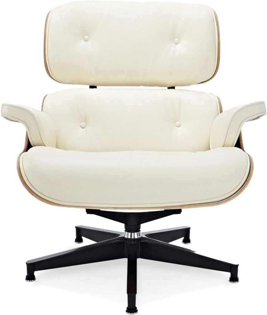 Eames Style Lounge Chair H version Miller Premium Leather/Cream /Rosewood image.