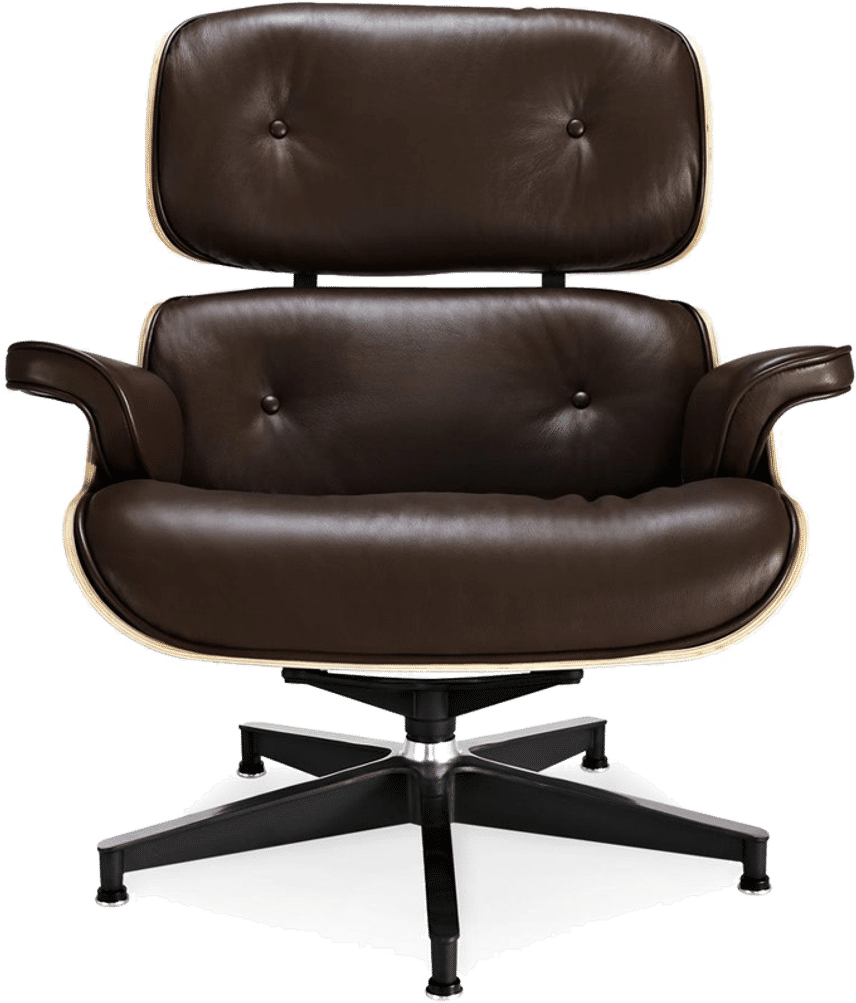 Eames Style Lounge Chair H version Miller Italian Leather/Mocha/Rosewood image.