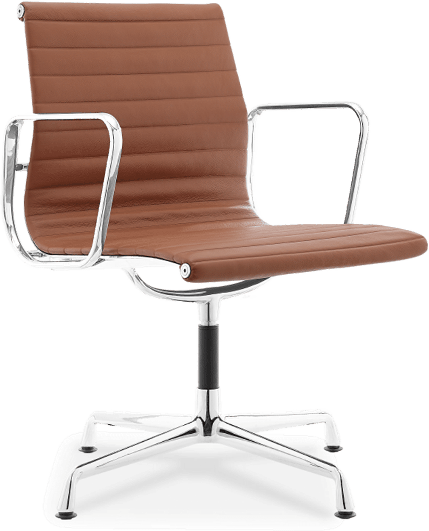 Chaise de bureau style Eames EA108 en cuir Tan image.