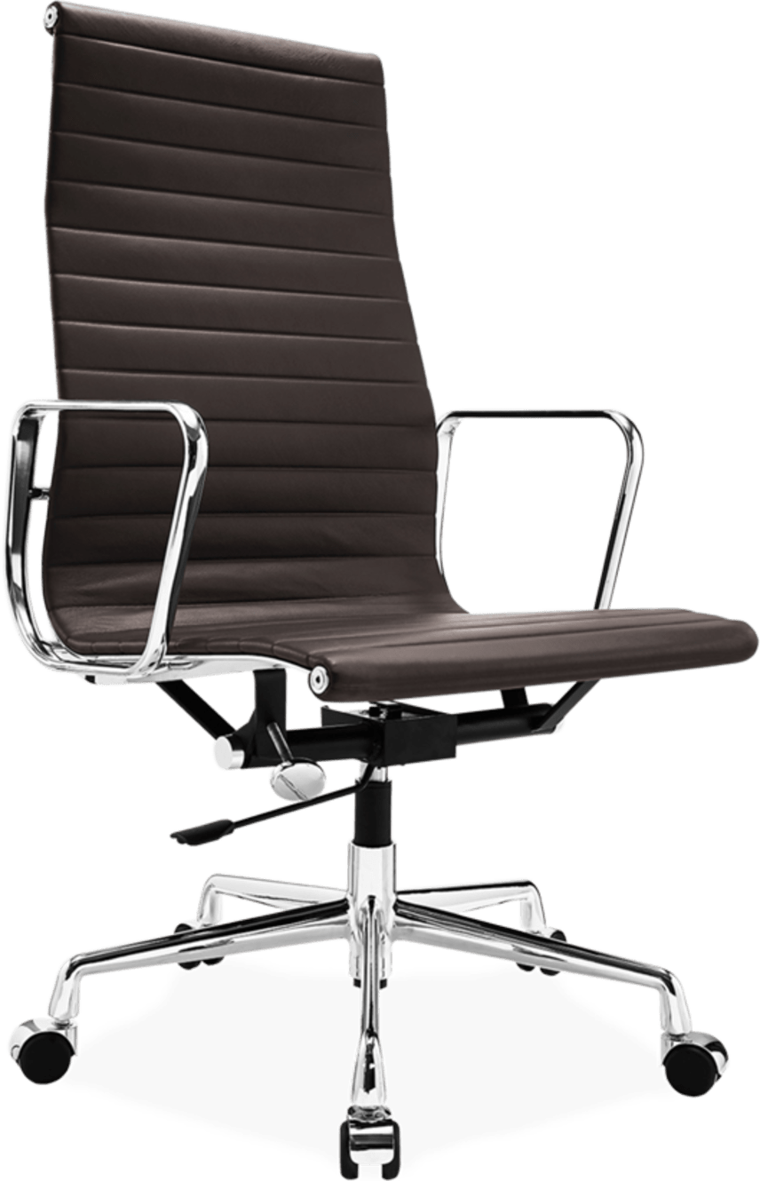 Chaise de bureau style Eames EA119 en cuir Coffee image.