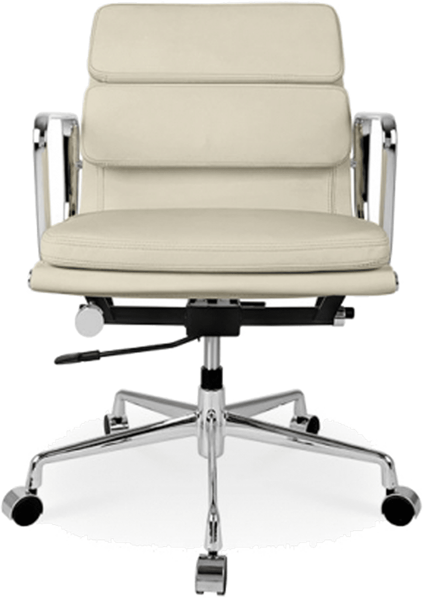 Chaise de bureau style Eames EA217 en cuir Cream image.