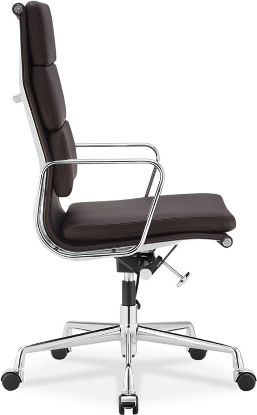 Chaise de bureau style Eames EA219 en cuir Coffee image.