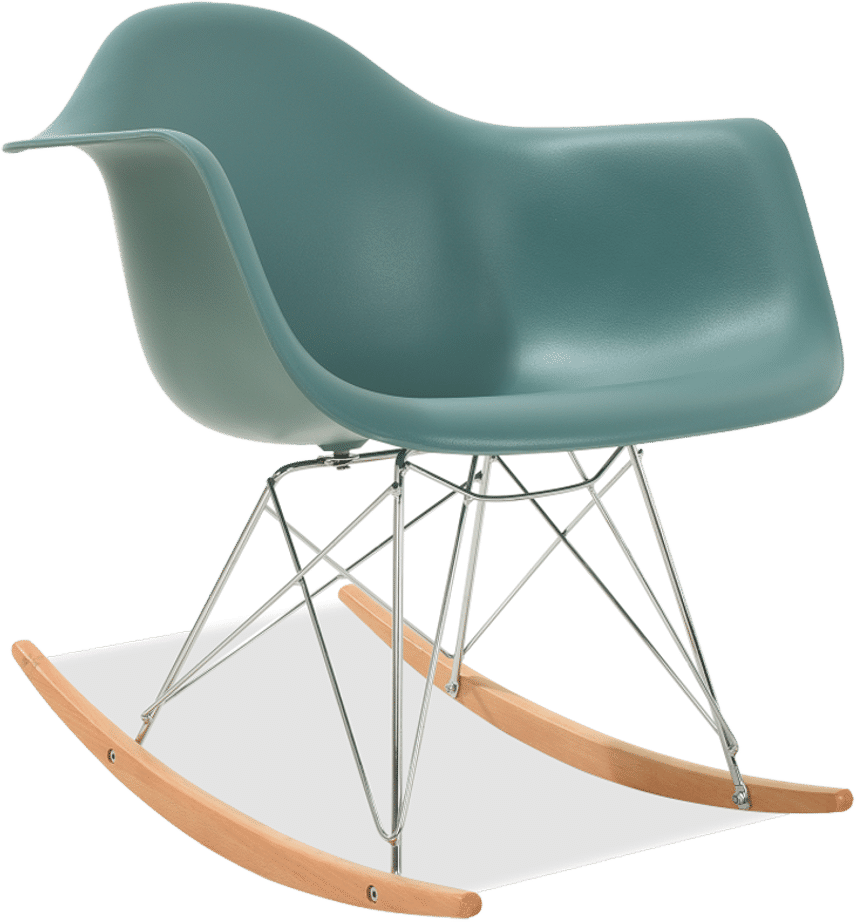 Chaise à bascule en plastique de style RAR Teal/Light Wood image.