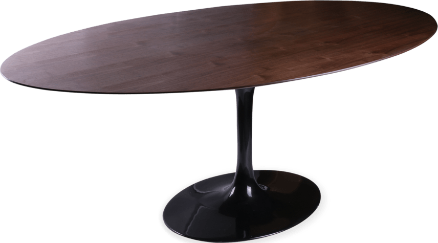 Tulip Style Oval Dining Table Walnut Veneer/Black image.