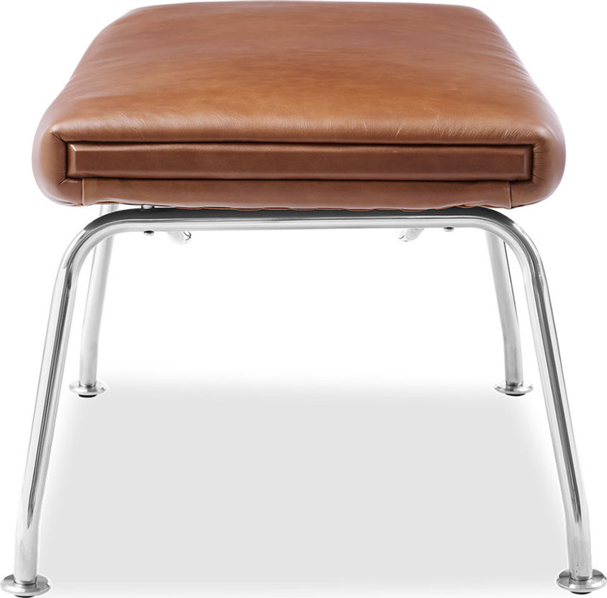 CH445 - Wing Chair Stool Premium Leather/Dark Tan image.