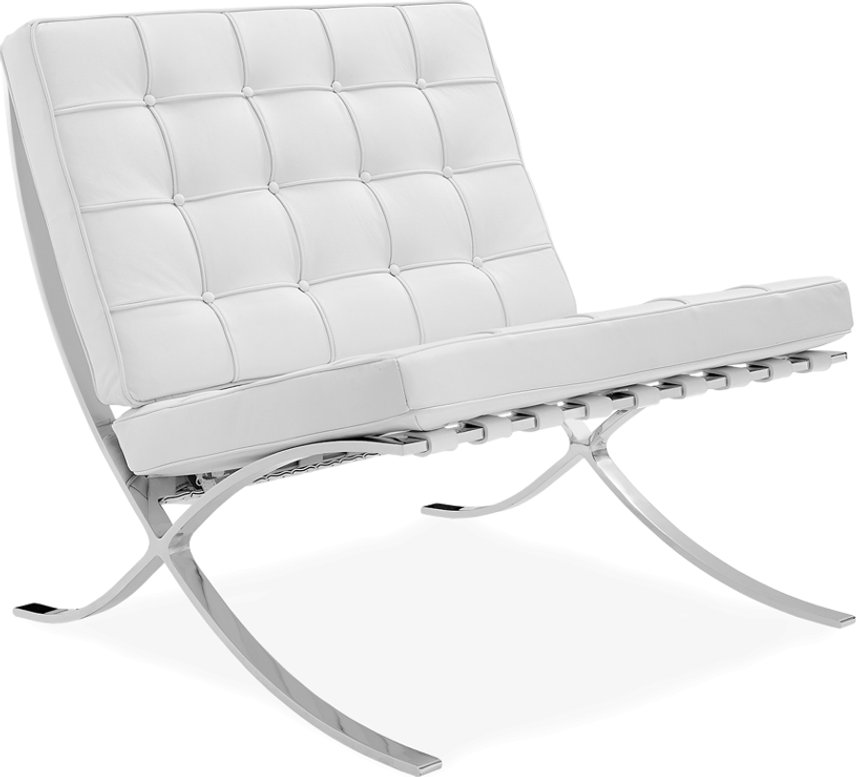 Barcelona Chair Italian Leather/White image.