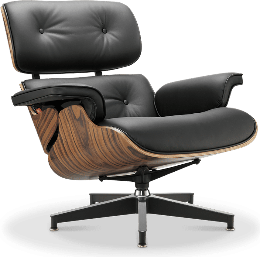 Eames Style Lounge Chair H Miller Version Premium Leather/Black/Rosewood image.