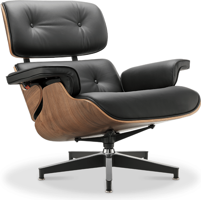 Eames Style Lounge Chair H version Miller Premium Leather/Black/Walnut image.