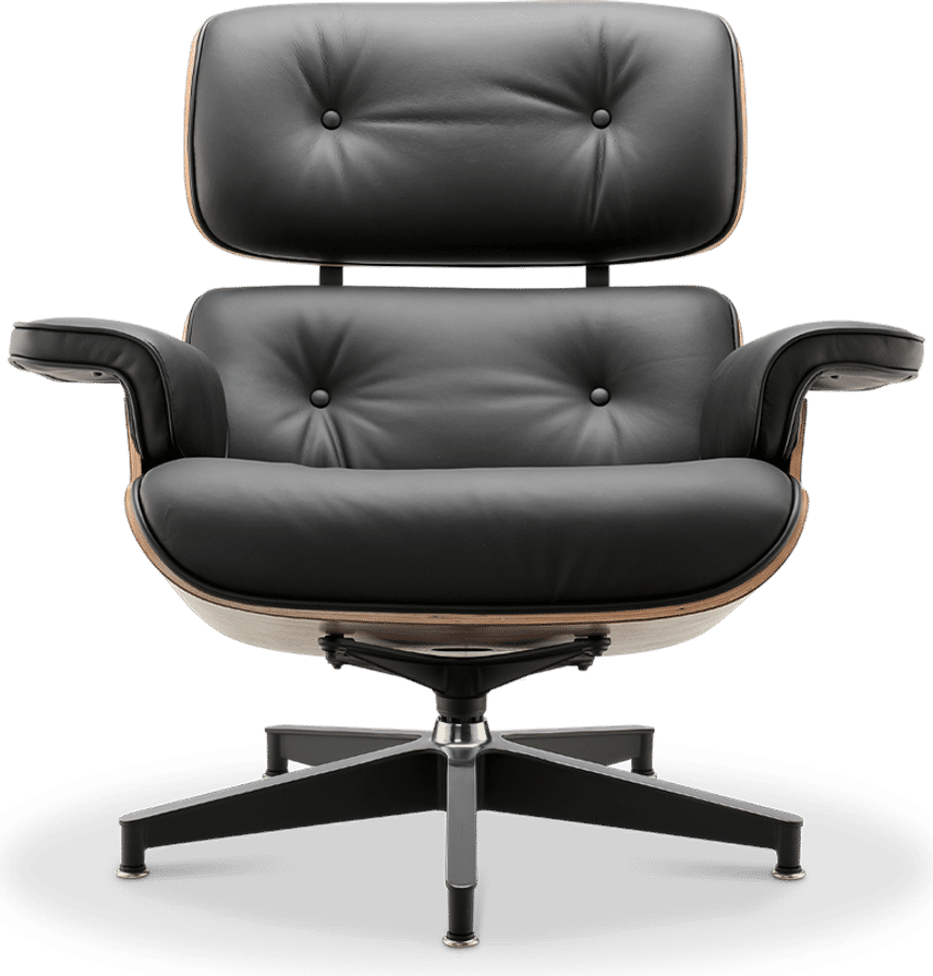 Eames Style Lounge Chair H version Miller Premium Leather/Black/Walnut image.