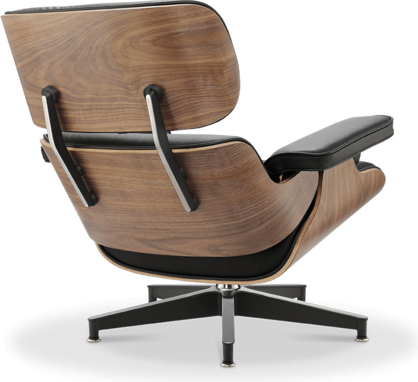 Eames Style Lounge Chair H Miller Version Italian Leather/Black/Walnut image.