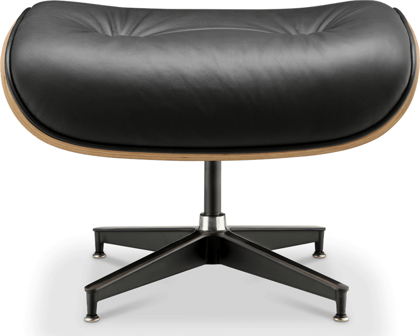 Eames Style Lounge Stool H version Miller Italian Leather/Black/Rosewood image.