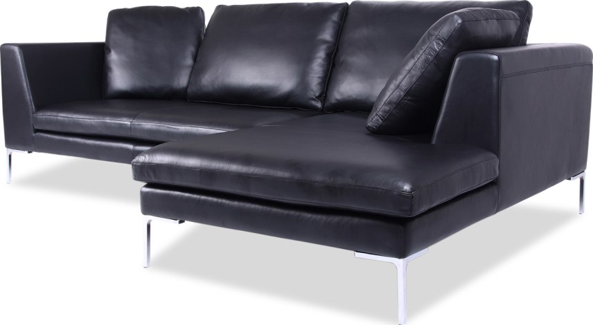 Charles Sofa Black /RIGHT CHAISE image.