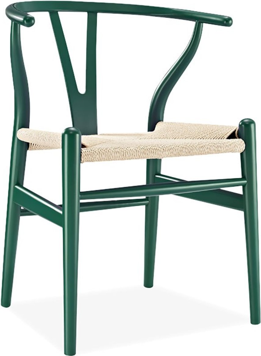 Wishbone (Y) Chair - CH24 Lacquered/Dark Green image.