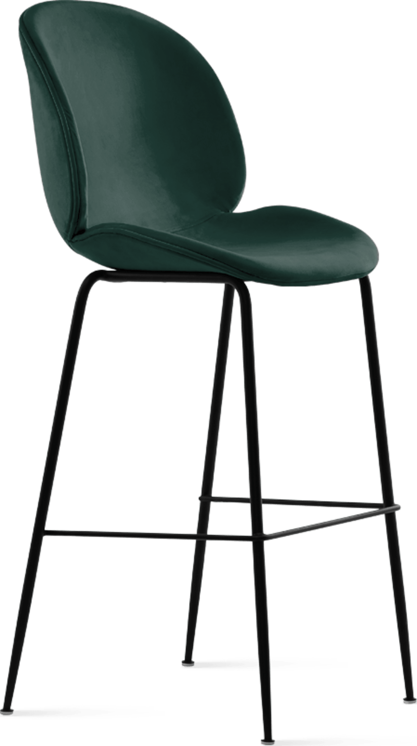 Beetle Style Barstool - Full Upholstered Velvet Bottle Green Velvet/Black image.