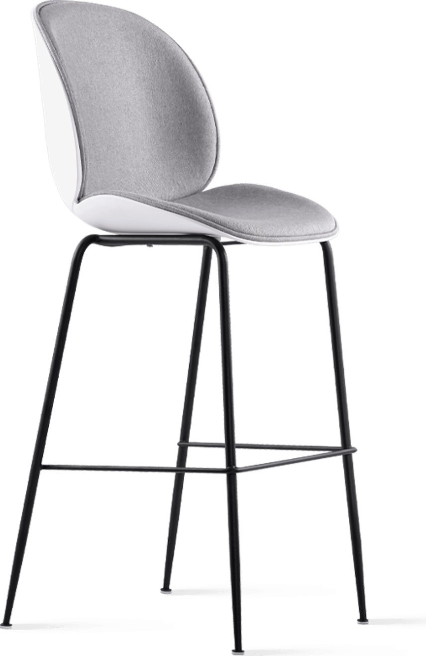 Beetle Style Barstool - Full Upholstered Grey/Black image.