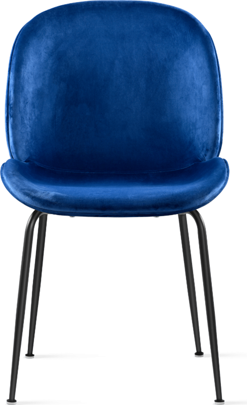 Beetle Style Dining Chair - Full Upholstered Velvet Blue Velvet/Black image.