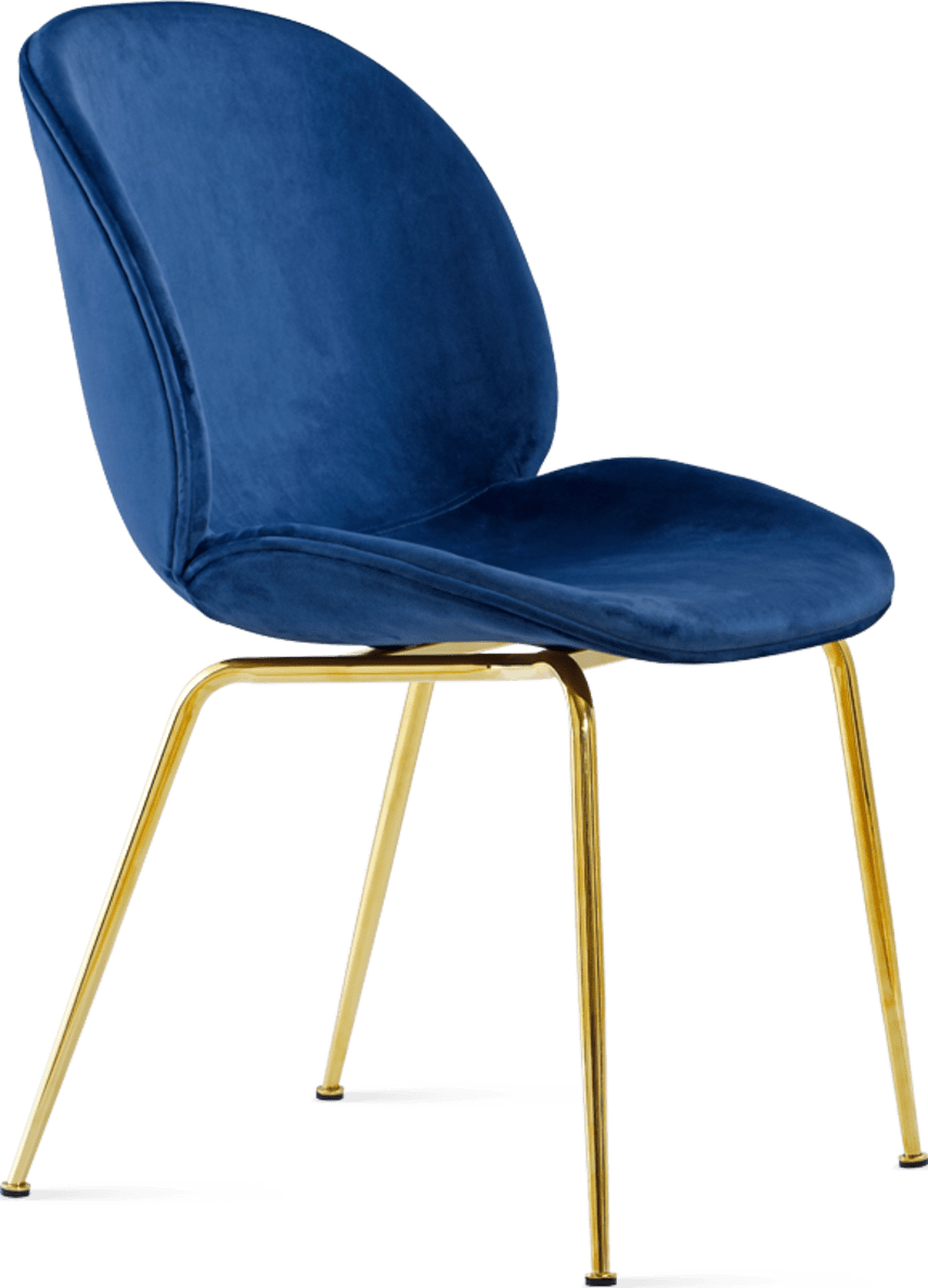 Beetle Style Dining Chair - Full Upholstered Velvet Blue Velvet/Gold image.