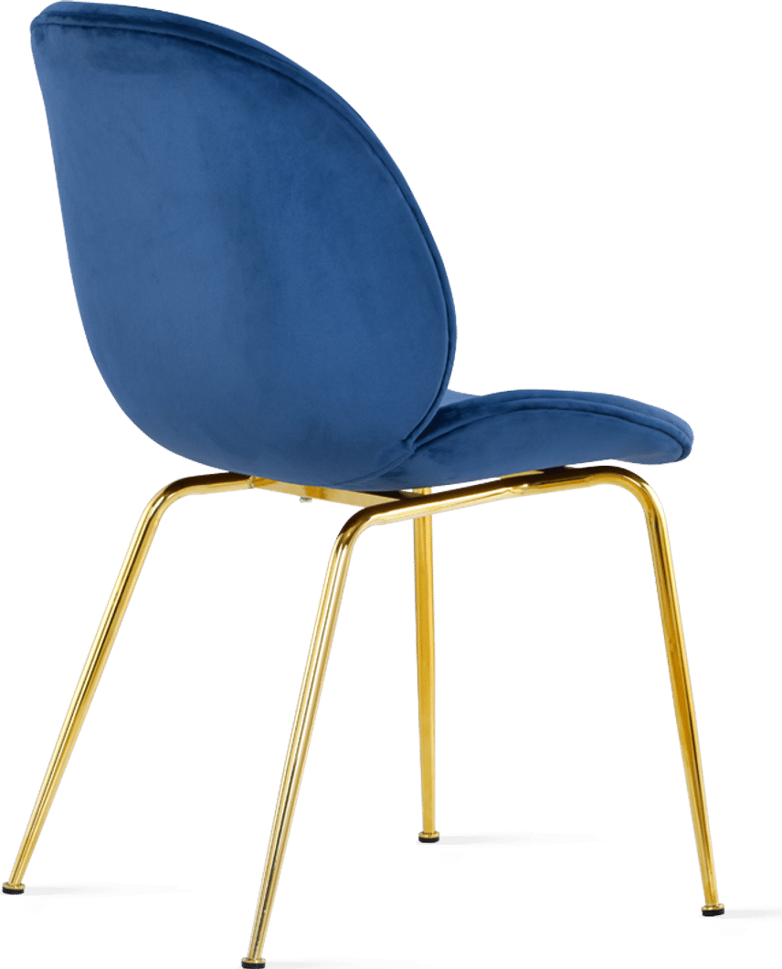 Beetle Style Dining Chair - Full Upholstered Velvet Blue Velvet/Gold image.