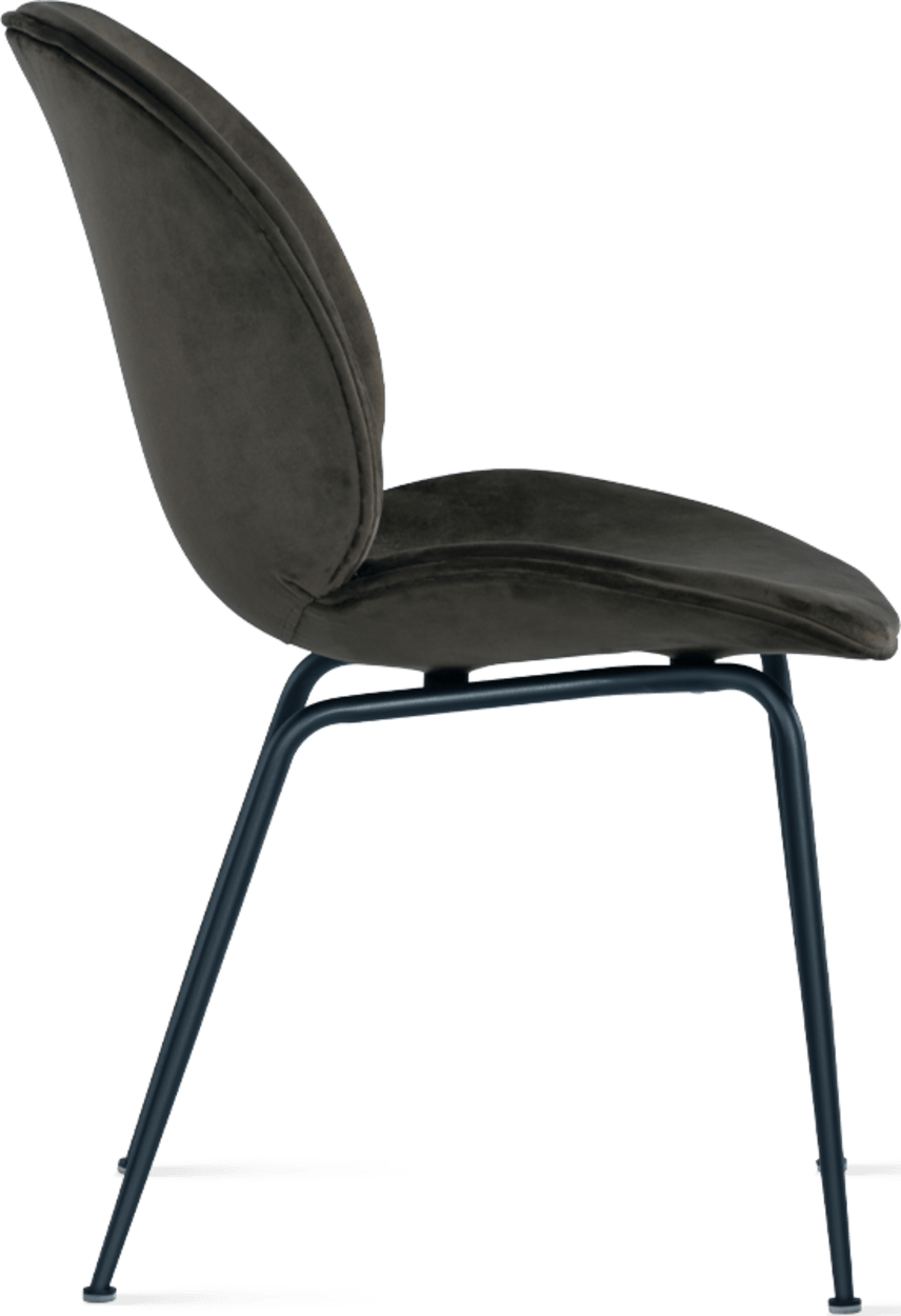 Chaise de salle à manger style coccinelle - Velours intégral rembourré Brown Velvet/Black image.
