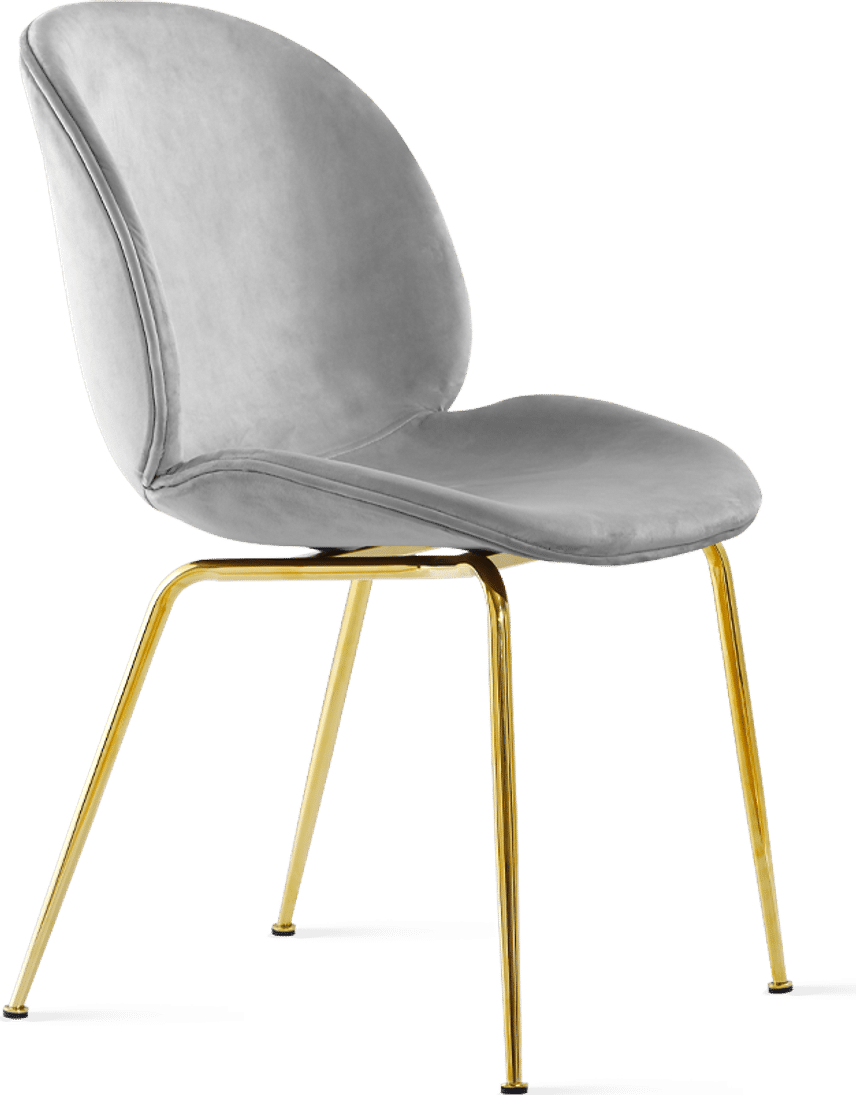 Chaise de salle à manger style coccinelle - Velours intégral rembourré Grey Velvet/Gold image.