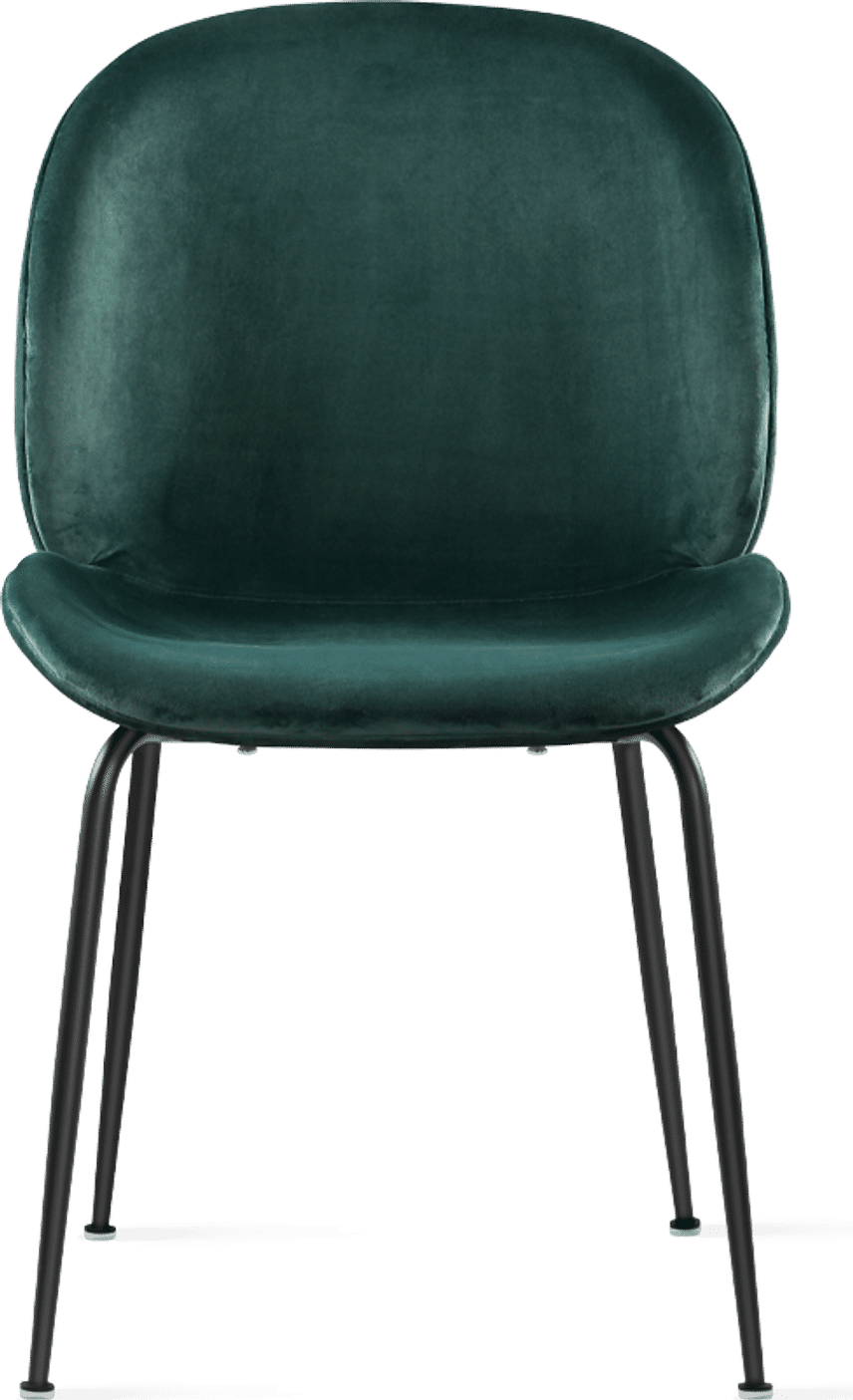Beetle Style Dining Chair - Full Upholstered Velvet Bottle Green Velvet/Black image.