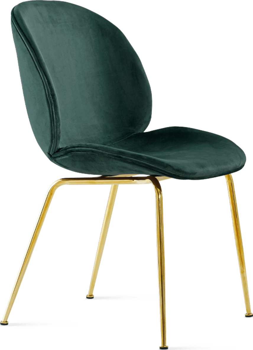 Beetle Style Dining Chair - Full Upholstered Velvet Bottle Green Velvet/Gold image.
