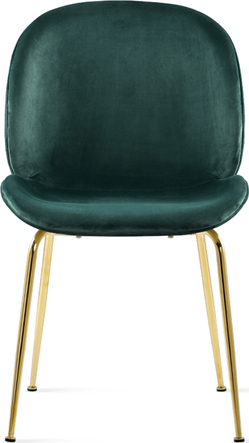 Beetle Style Dining Chair - Full Upholstered Velvet Bottle Green Velvet/Gold image.