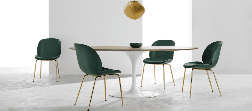 Beetle Style Dining Chair Bottle Green Velvet/Gold image.