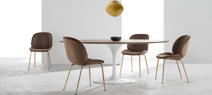 Beetle Style Dining Chair - Full Upholstered Velvet Brown Velvet/Gold image.