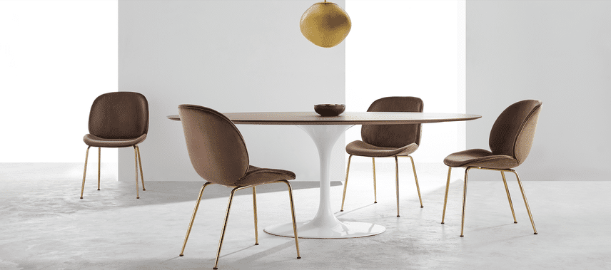 Chaise de salle à manger style coccinelle - Velours intégral rembourré Brown Velvet/Black image.