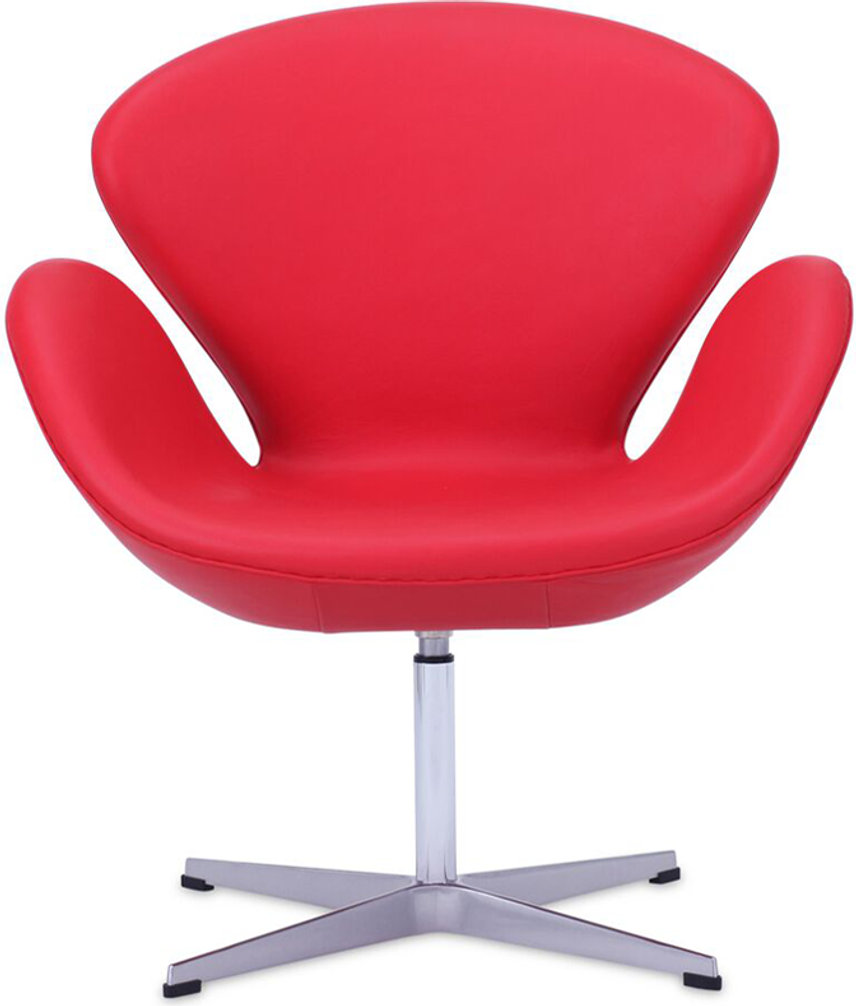 The Swan Chair  Italian Leather/With piping/Red image.