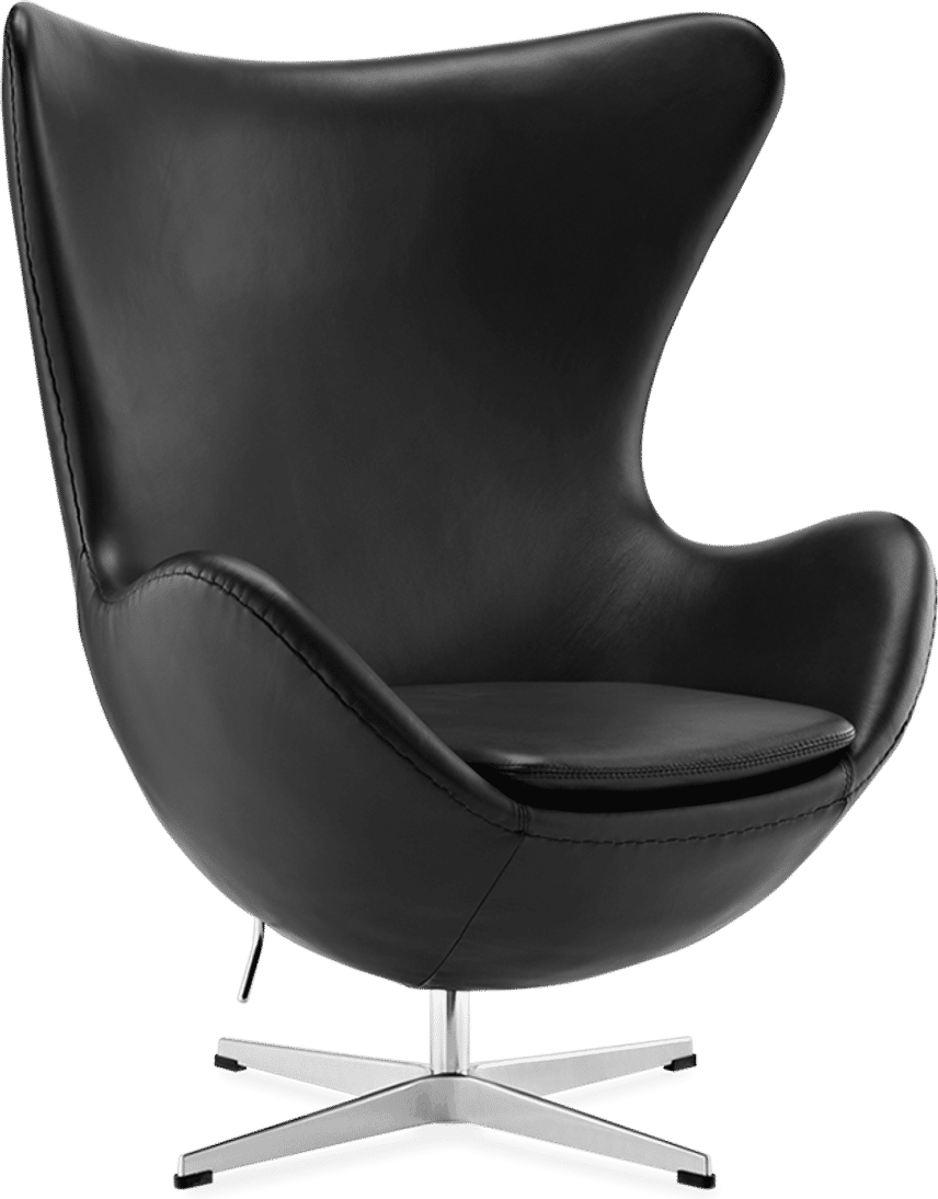 Le fauteuil à oeufs Premium Leather/Without piping/Black  image.