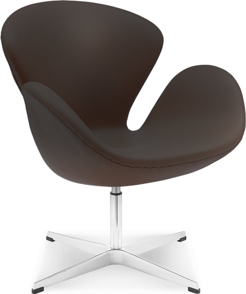 The Swan Chair  Italian Leather/Without piping/Dark Brown image.