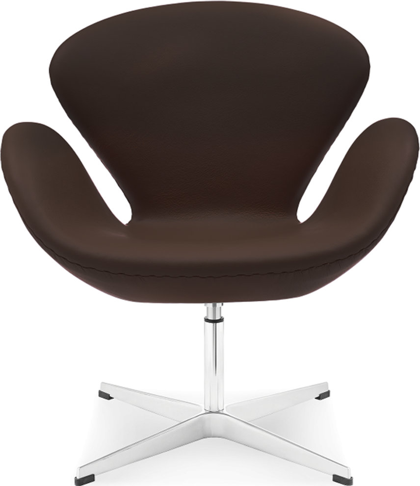 The Swan Chair  Italian Leather/Without piping/Dark Brown image.
