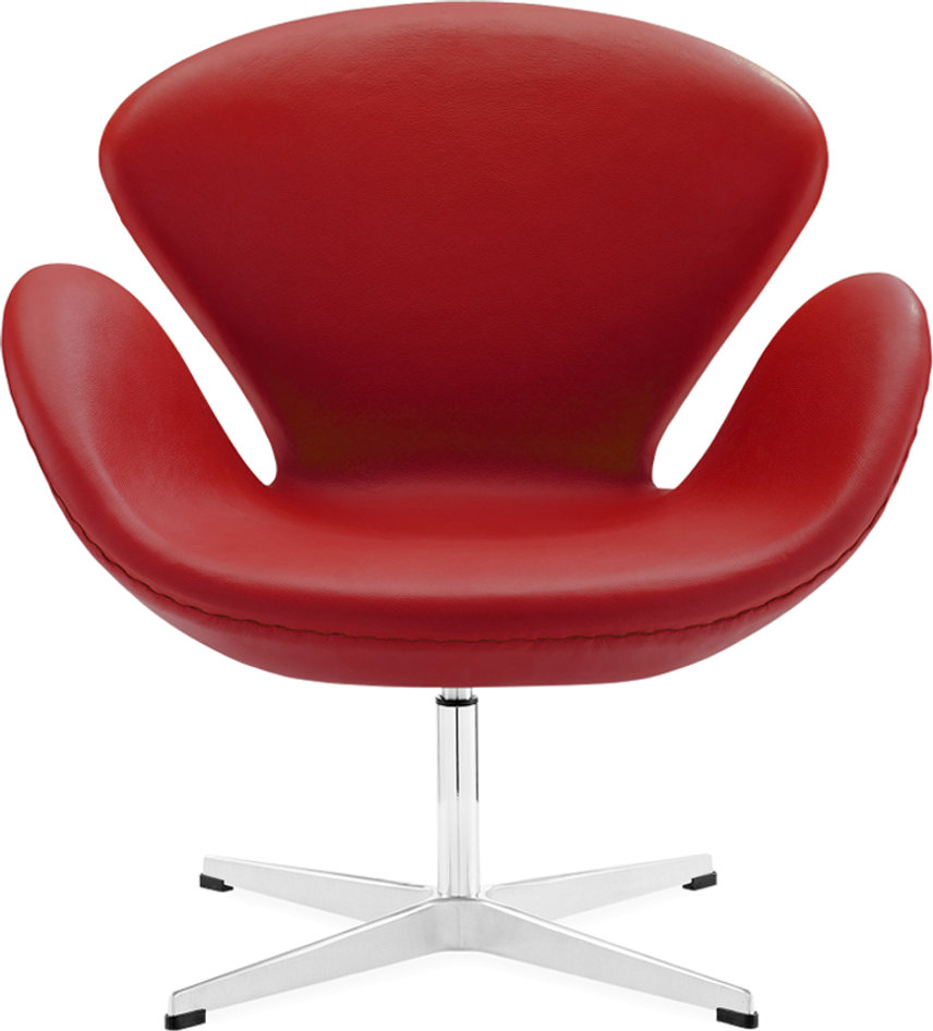 The Swan Chair  Italian Leather/Without piping/Red image.