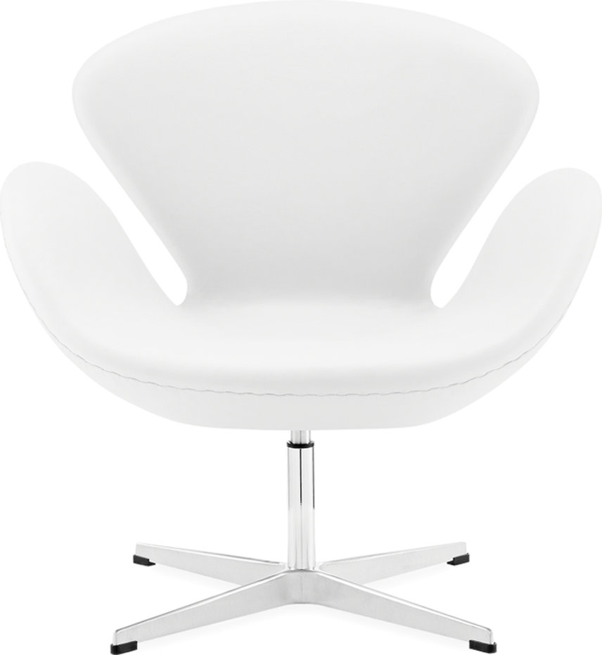 The Swan Chair  Premium Leather/Without piping/White image.