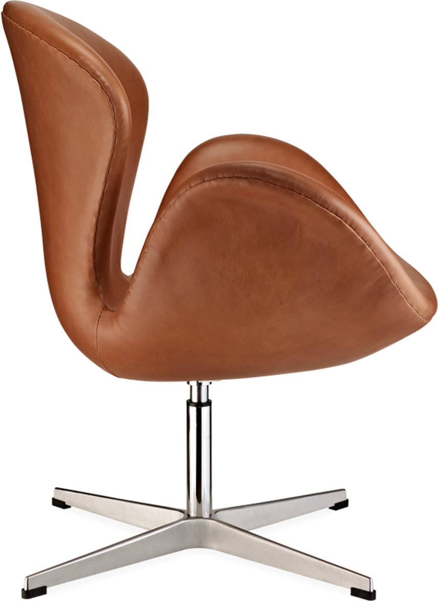 The Swan Chair  Premium Leather/Without piping/Dark Tan image.