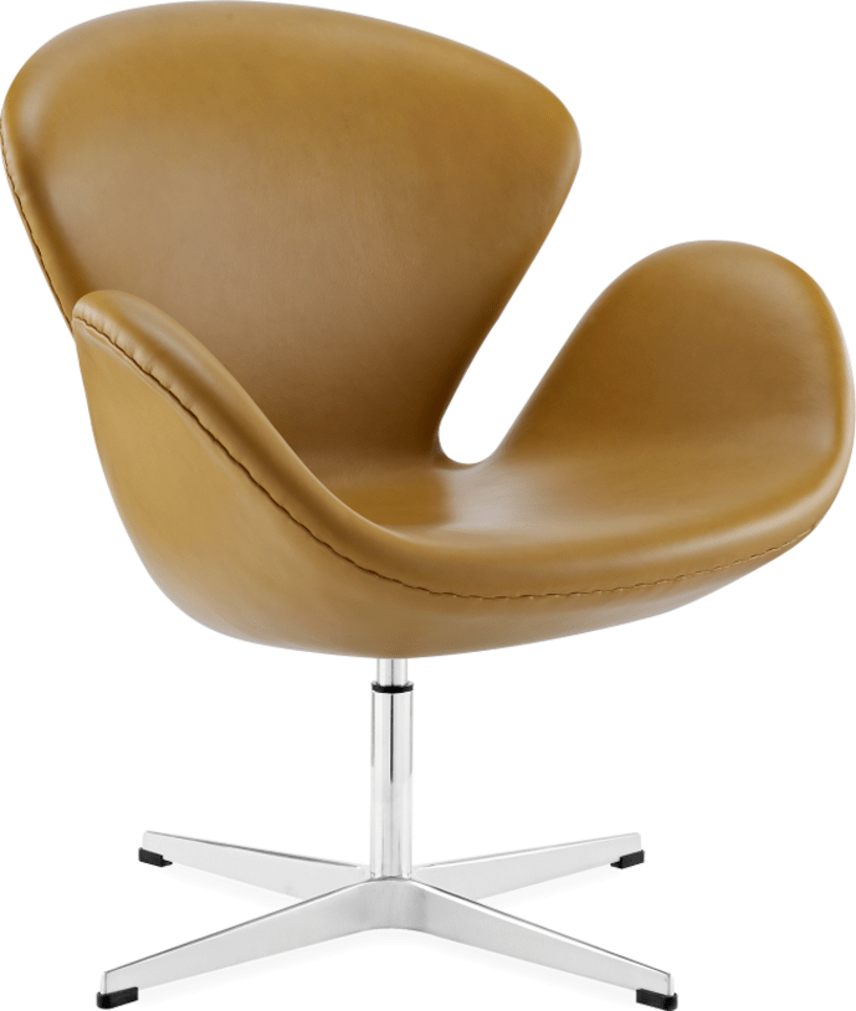 The Swan Chair  Premium Leather/Without piping/Camel image.