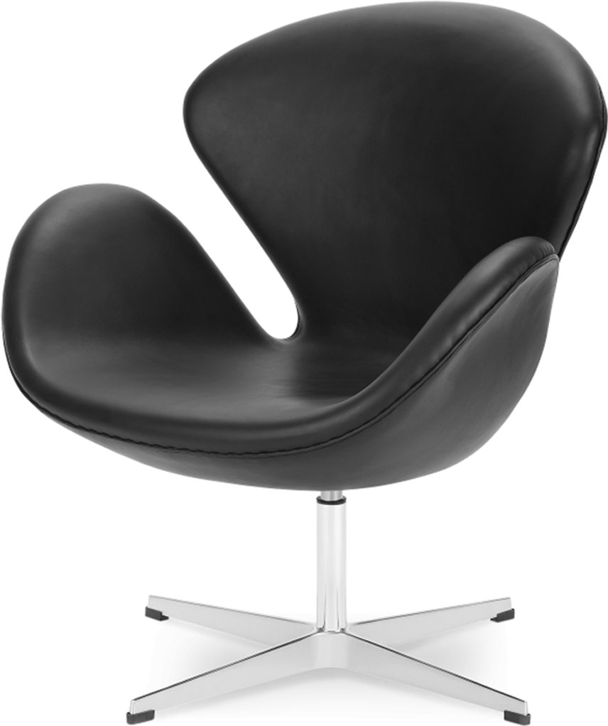 Le fauteuil du cygne Italian Leather/With piping/Black image.