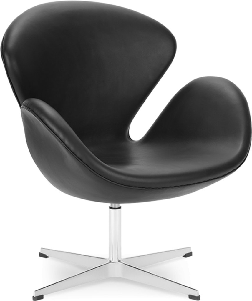 Le fauteuil du cygne Italian Leather/With piping/Black image.