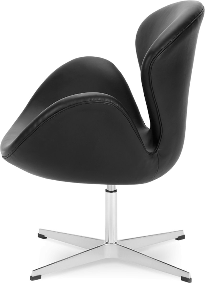 The Swan Chair  Italian Leather/With piping/Black image.