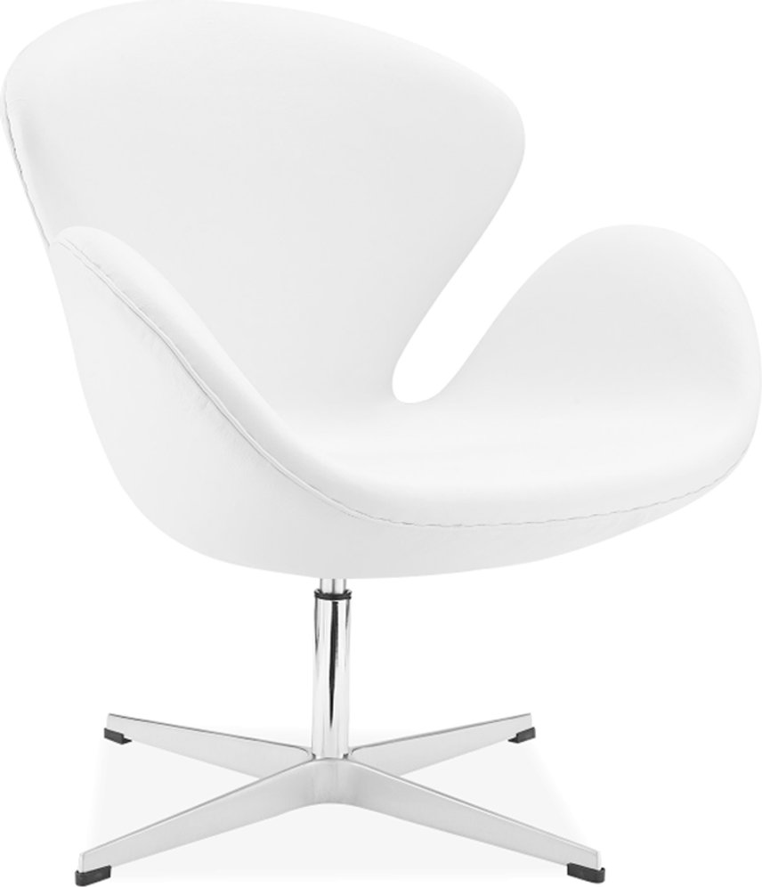 The Swan Chair  Italian Leather/With piping/White image.
