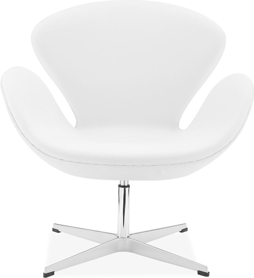 The Swan Chair  Premium Leather/With piping/White image.