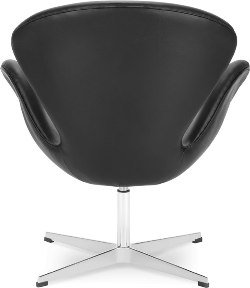 The Swan Chair  Premium Leather/With piping/Black  image.