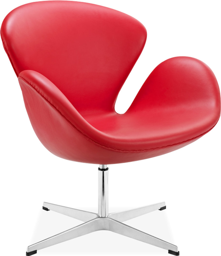 The Swan Chair  Premium Leather/With piping/Red image.