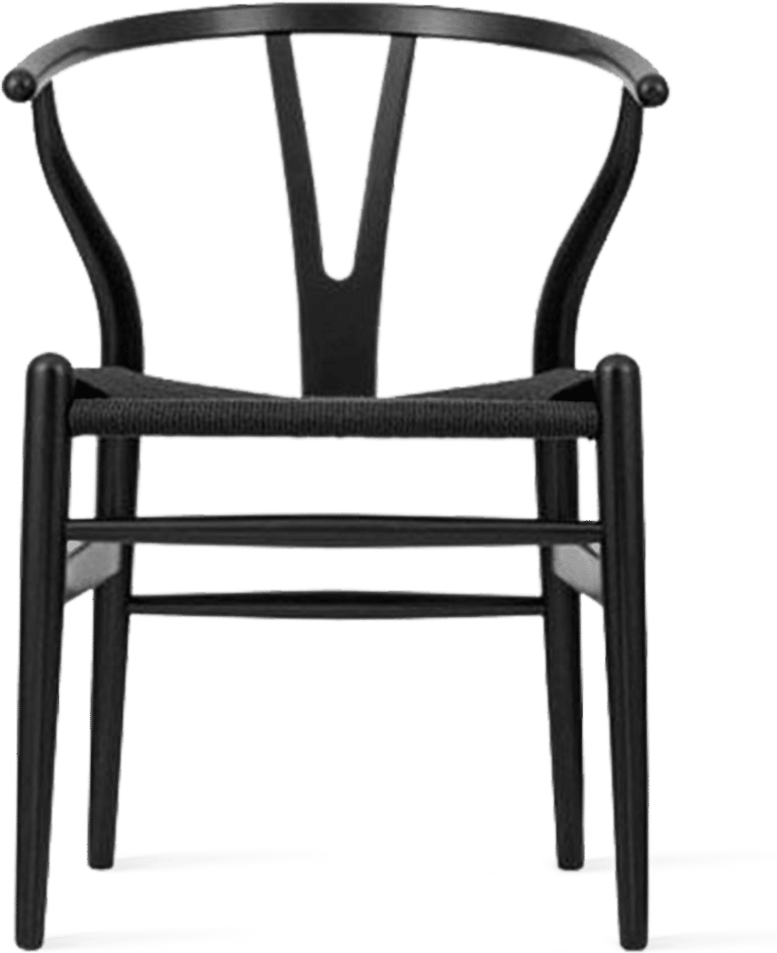 Wishbone (Y) Chair - CH24 - Black - Black Cord Lacquered/Black image.